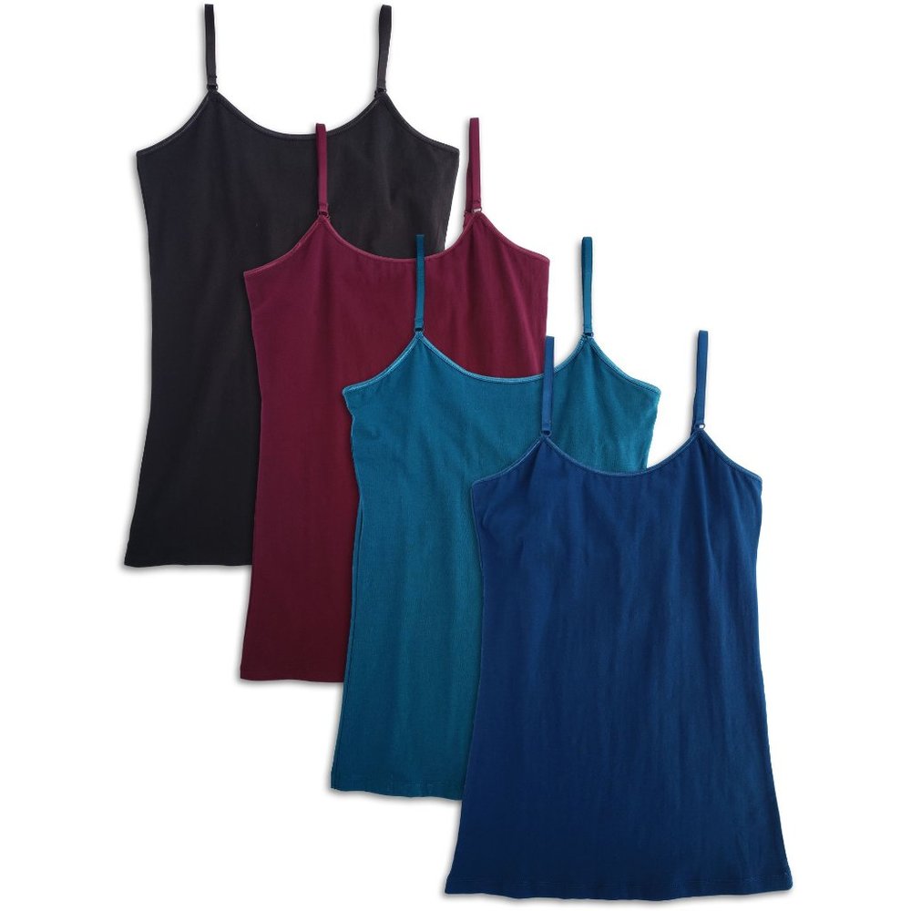 Women’s 5-Pack Stretch Camisoles - Black, Burgundy & Blues
